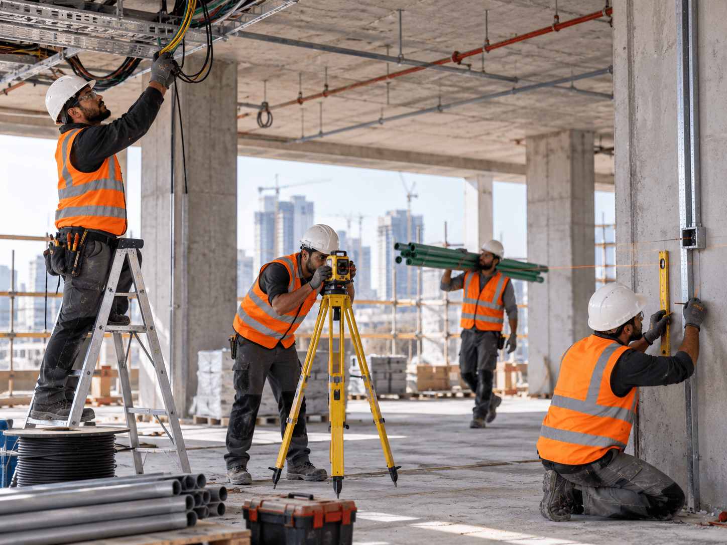 Skilled technicians deployed on a construction project